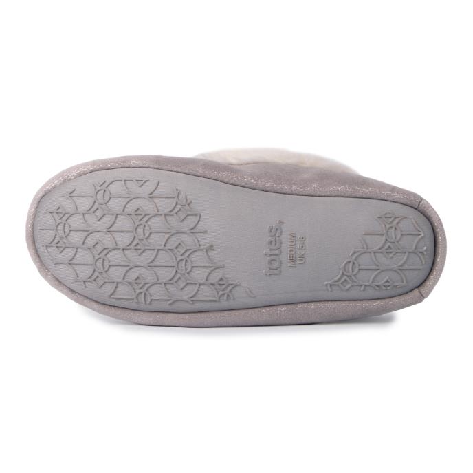 totes toasties® Ladies Sparkle Moccasin Slippers Grey Extra Image 6